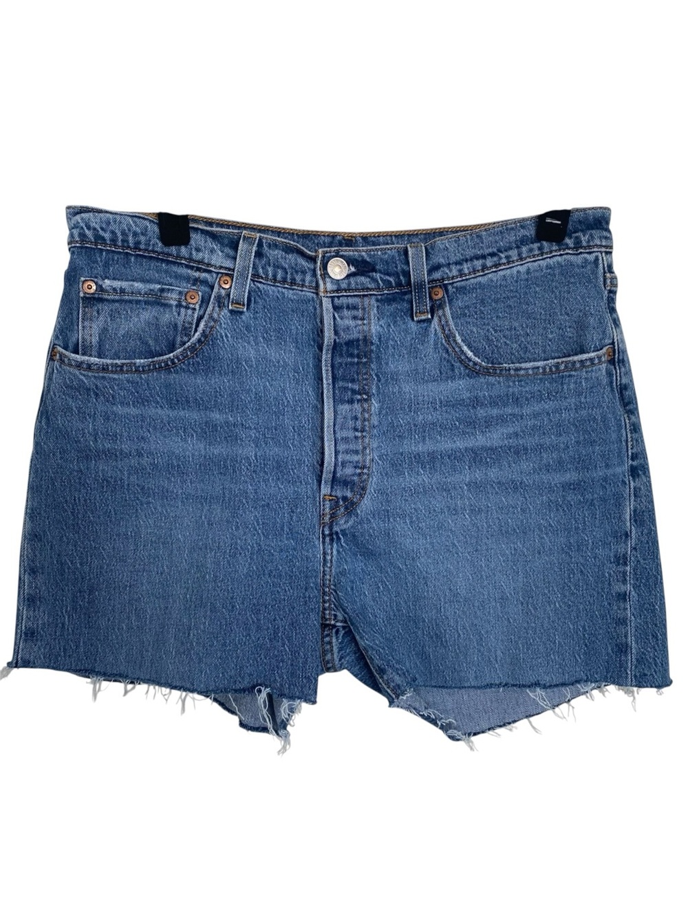Levi’s 501 High Rise Cutoff Shorts Women’s 32 Button Fly Medium Wash Denim
